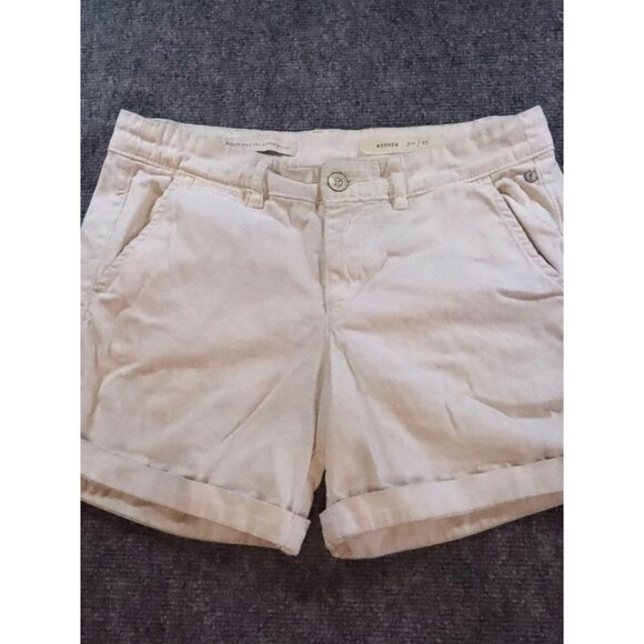 Pilcro and the Letterpress Pants - Pilcro Anthropologie Womens 27 Cream Chino Shorts Rolled Cuff Casual Preppy